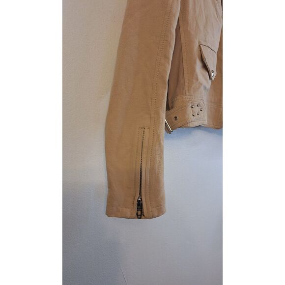 BLANK NYC Tan Suede Motorcycle Bomber Jacket Women's M Biker NEW Grunge NWT - Picture 6 of 7